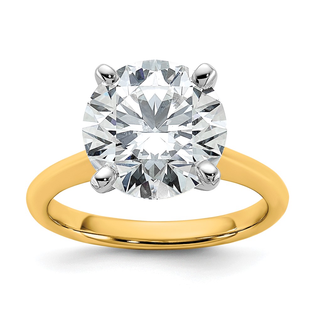 14K Two-tone 5 Carat Certified Lab Grown Diamond VS+ F+ Round 8X Complete Solitaire Ring