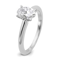 14K White Gold 1 Carat Certified Lab Grown Diamond VS+ F+ Oval 8X Complete Solitaire Ring view 4