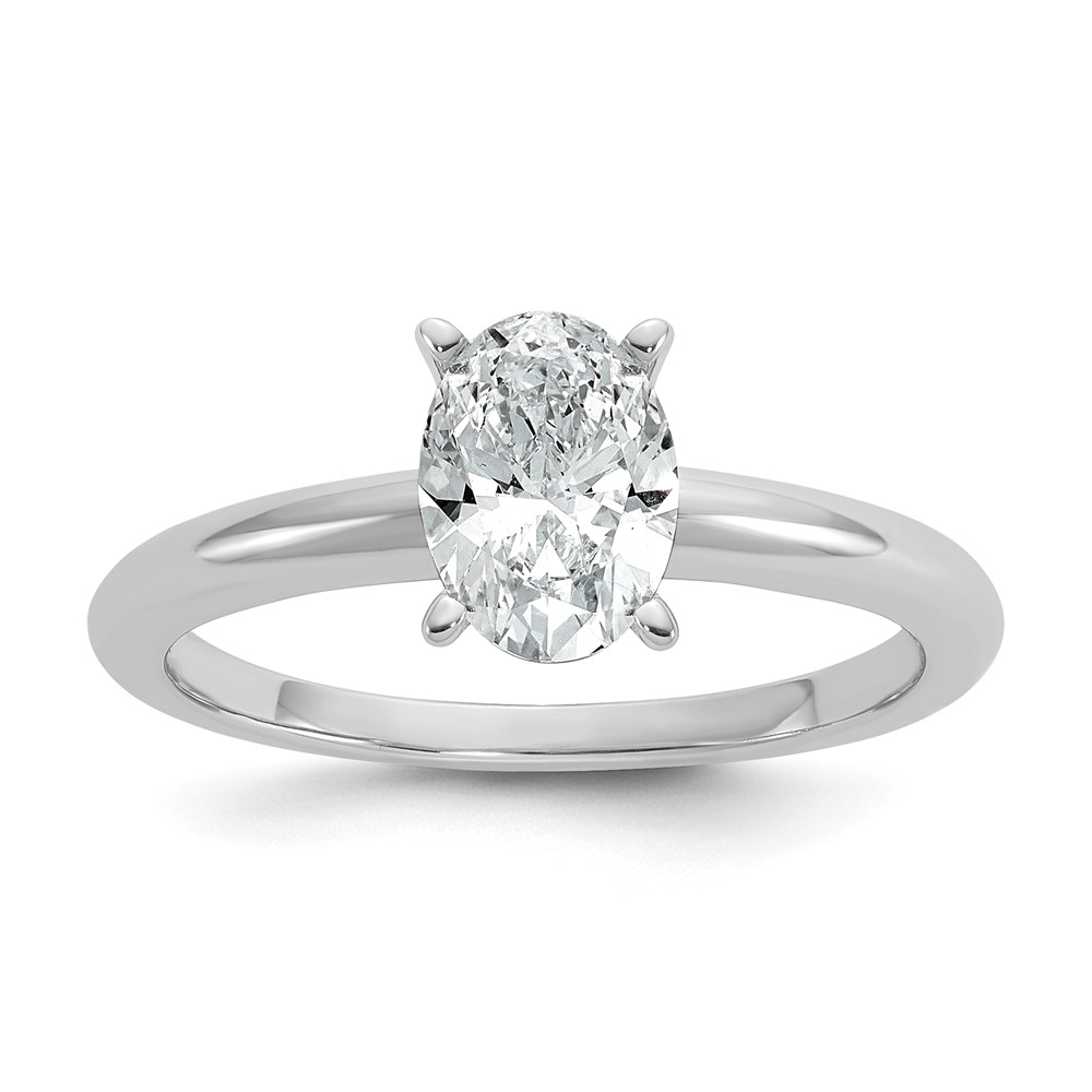 14K White Gold 1 Carat Certified Lab Grown Diamond VS+ F+ Oval 8X Complete Solitaire Ring