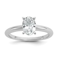 14K White Gold 1 Carat Certified Lab Grown Diamond VS+ F+ Oval 8X Complete Solitaire Ring view 1