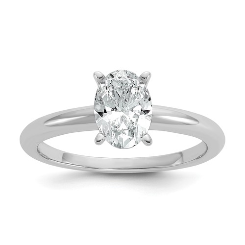 14K White Gold 1 Carat Certified Lab Grown Diamond VS+ F+ Oval 8X Complete Solitaire Ring