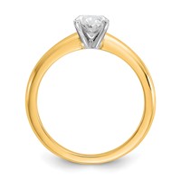 14K Two-tone 1 Carat Certified Lab Grown Diamond VS+ F+ Oval 8X Complete Solitaire Ring view 2
