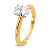 14K Two-tone 1 Carat Certified Lab Grown Diamond VS+ F+ Oval 8X Complete Solitaire Ring view 4