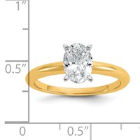 14K Two-tone 1 Carat Certified Lab Grown Diamond VS+ F+ Oval 8X Complete Solitaire Ring view 5