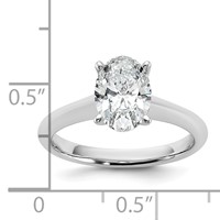 14K White Gold 1.50 Carat Certified Lab Grown Diamond VS+ F+ Oval 8X Complete Solitaire Ring view 2