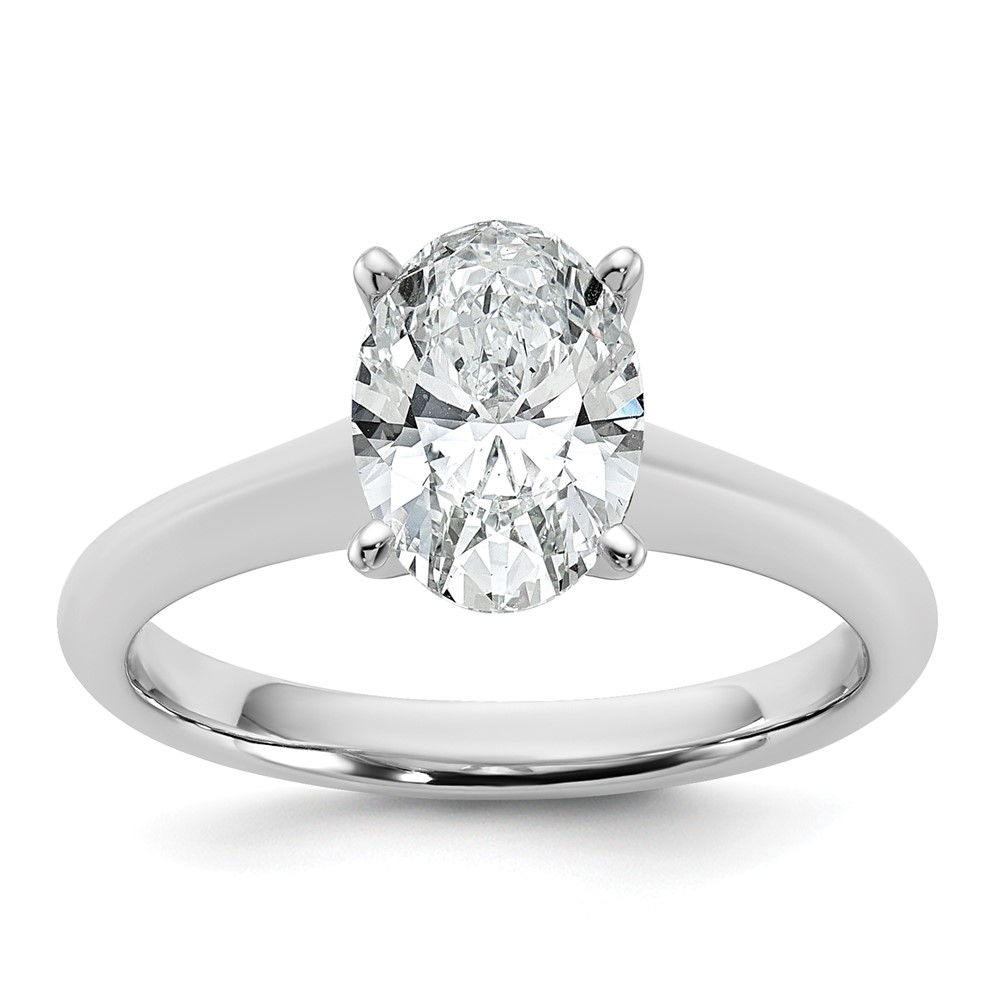 14K White Gold 1.50 Carat Certified Lab Grown Diamond VS+ F+ Oval 8X Complete Solitaire Ring