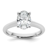 14K White Gold 1.50 Carat Certified Lab Grown Diamond VS+ F+ Oval 8X Complete Solitaire Ring view 1