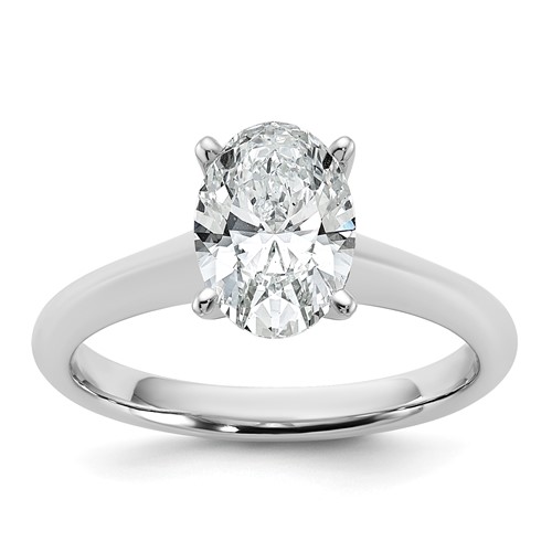 14K White Gold 1.50 Carat Certified Lab Grown Diamond VS+ F+ Oval 8X Complete Solitaire Ring