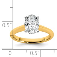 14K Two-tone 1.50 Carat Certified Lab Grown Diamond VS+ F+ Oval 8X Complete Solitaire Ring view 2