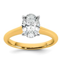 14K Two-tone 1.50 Carat Certified Lab Grown Diamond VS+ F+ Oval 8X Complete Solitaire Ring view 1