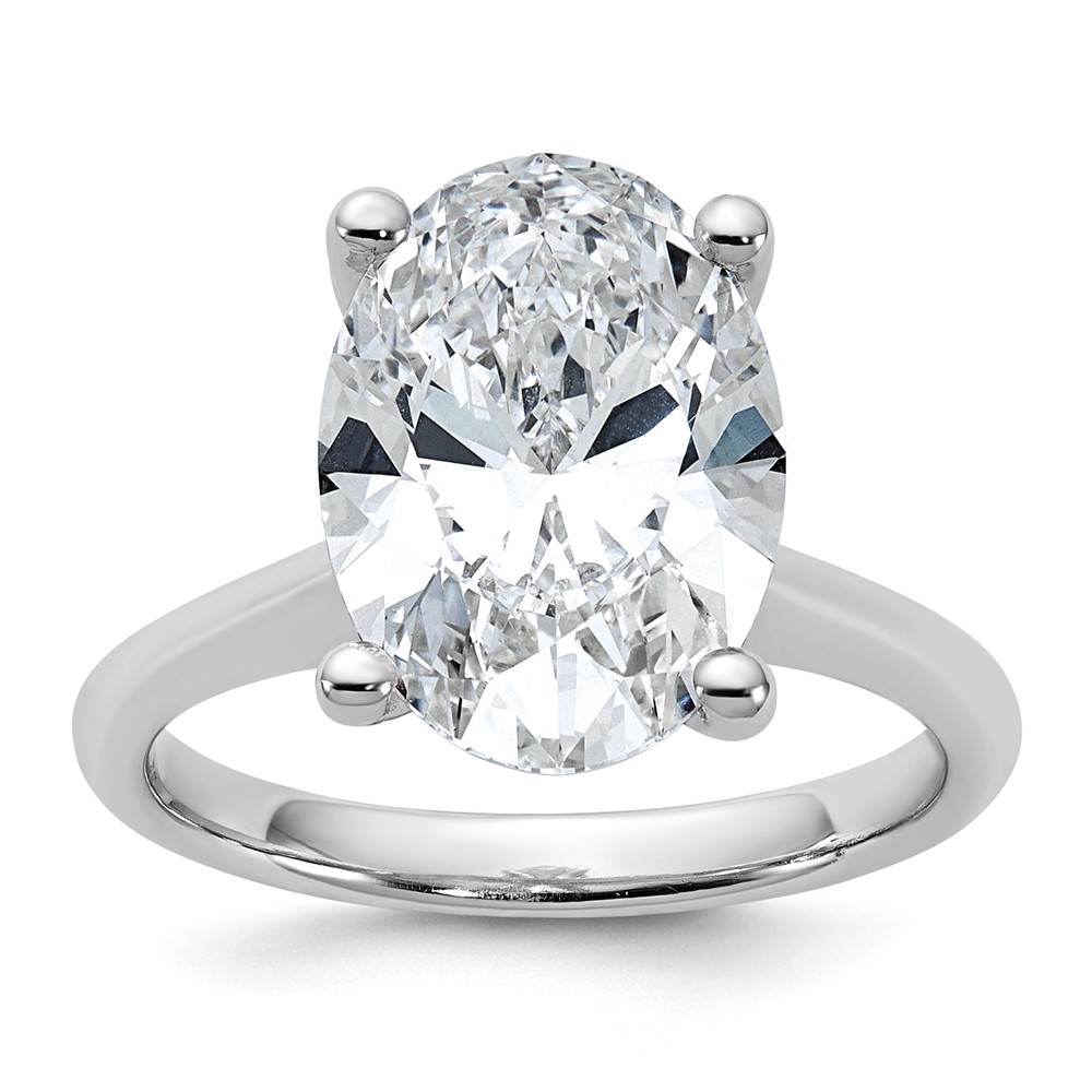 14K White Gold 5 Carat Certified Lab Grown Diamond VS+ F+ Oval 8X Complete Solitaire Ring