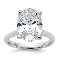 14K White Gold 5 Carat Certified Lab Grown Diamond VS+ F+ Oval 8X Complete Solitaire Ring view 1