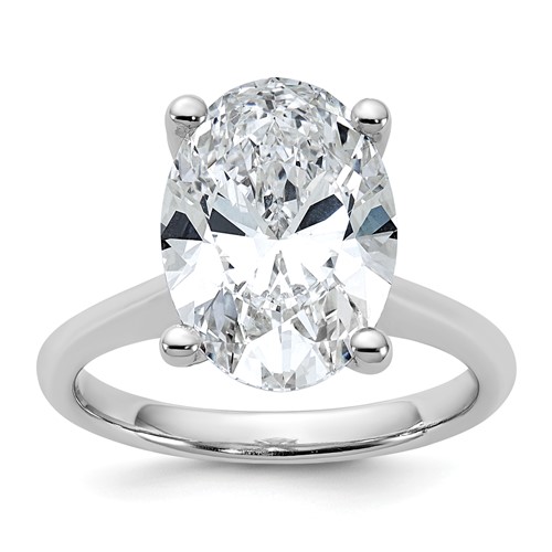 14K White Gold 5 Carat Certified Lab Grown Diamond VS+ F+ Oval 8X Complete Solitaire Ring