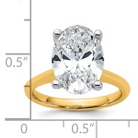 14K Two-tone 5 Carat Certified Lab Grown Diamond VS+ F+ Oval 8X Complete Solitaire Ring view 3