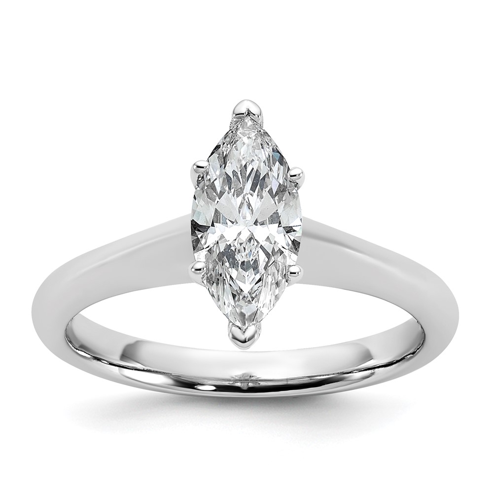 14K White Gold 1 Carat Certified Lab Grown Diamond VS+ F+ Marquise 8X Complete Solitaire Ring
