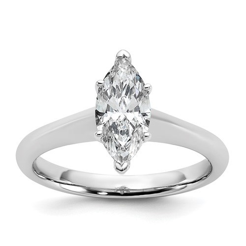 14K White Gold 1 Carat Certified Lab Grown Diamond VS+ F+ Marquise 8X Complete Solitaire Ring