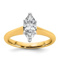 14K Two-tone 1 Carat Certified Lab Grown Diamond VS+ F+ Marquise 8X Complete Solitaire Ring view 1