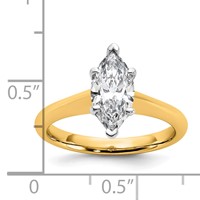 14K Two-tone 1.50 Carat Certified Lab Grown Diamond VS+ F+ Marquise 8X Complete Solitaire Ring view 2