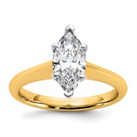 14K Two-tone 1.50 Carat Certified Lab Grown Diamond VS+ F+ Marquise 8X Complete Solitaire Ring view 1