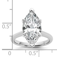 14K White Gold 5 Carat Certified Lab Grown Diamond VS+ F+ Marquise 8X Complete Solitaire Ring view 3