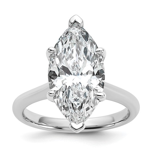14K White Gold 5 Carat Certified Lab Grown Diamond VS+ F+ Marquise 8X Complete Solitaire Ring
