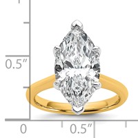 14K Two-tone 5 Carat Certified Lab Grown Diamond VS+ F+ Marquise 8X Complete Solitaire Ring view 3