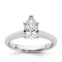 14K White Gold 1 Carat Certified Lab Grown Diamond VS+ F+ Pear 8X Complete Solitaire Ring view 1