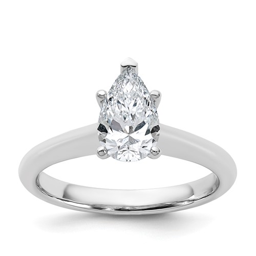14K White Gold 1 Carat Certified Lab Grown Diamond VS+ F+ Pear 8X Complete Solitaire Ring
