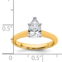 14K Two-tone 1 Carat Certified Lab Grown Diamond VS+ F+ Pear 8X Complete Solitaire Ring view 2