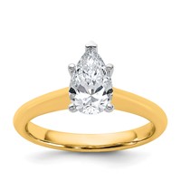 14K Two-tone 1 Carat Certified Lab Grown Diamond VS+ F+ Pear 8X Complete Solitaire Ring view 1