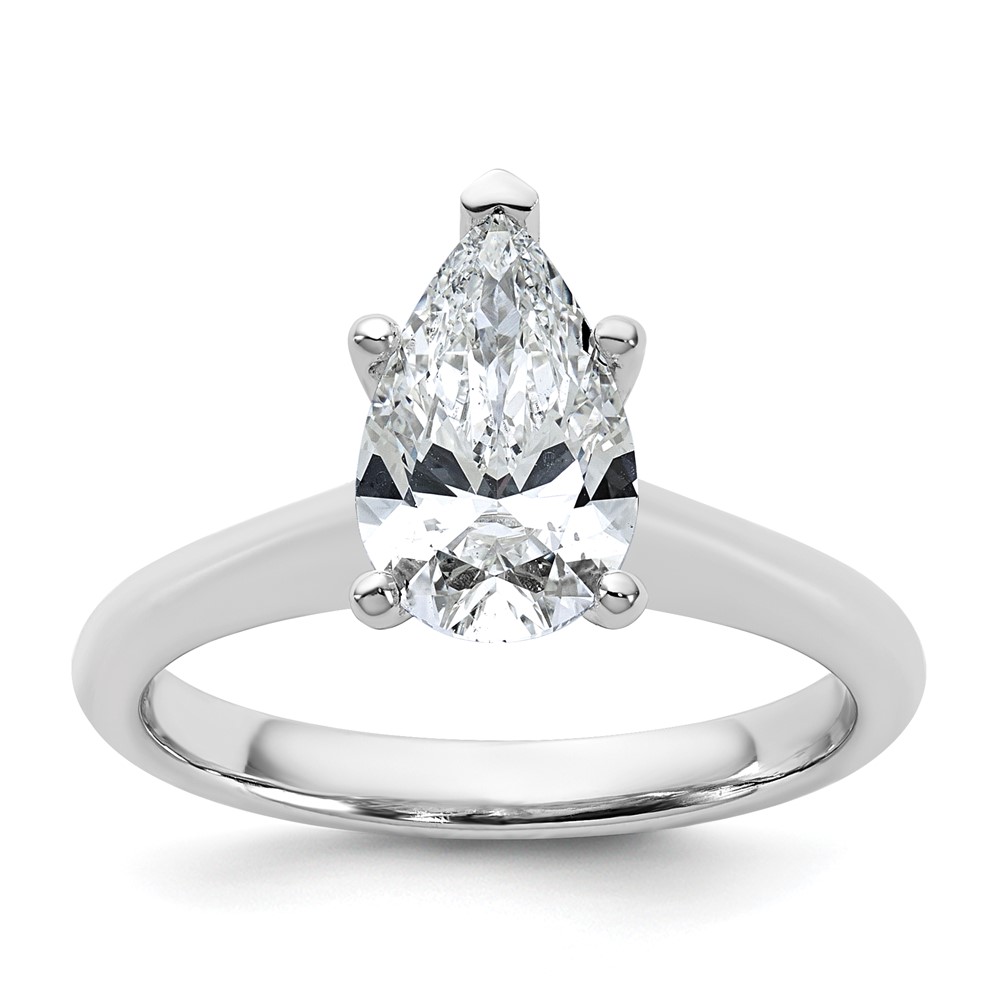 14K White Gold 1.50 Carat Certified Lab Grown Diamond VS+ F+ Pear 8X Complete Solitaire Ring