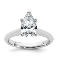 14K White Gold 1.50 Carat Certified Lab Grown Diamond VS+ F+ Pear 8X Complete Solitaire Ring view 1