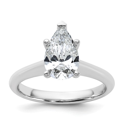 14K White Gold 1.50 Carat Certified Lab Grown Diamond VS+ F+ Pear 8X Complete Solitaire Ring