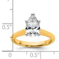 14K Two-tone 1.50 Carat Certified Lab Grown Diamond VS+ F+ Pear 8X Complete Solitaire Ring view 2
