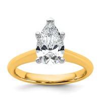 14K Two-tone 1.50 Carat Certified Lab Grown Diamond VS+ F+ Pear 8X Complete Solitaire Ring view 1