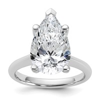 14K White Gold 5 Carat Certified Lab Grown Diamond VS+ F+ Pear 8X Complete Solitaire Ring view 1
