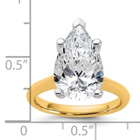 14K Two-tone 5 Carat Certified Lab Grown Diamond VS+ F+ Pear 8X Complete Solitaire Ring view 3