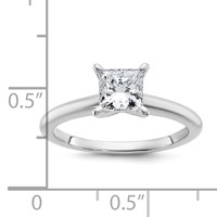 14K White Gold 1 Carat Certified Lab Grown Diamond VS+ F+ Princess 8X Complete Solitaire Ring view 2