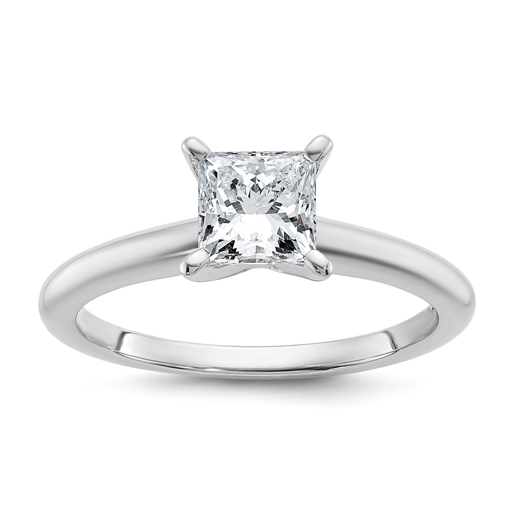 14K White Gold 1 Carat Certified Lab Grown Diamond VS+ F+ Princess 8X Complete Solitaire Ring