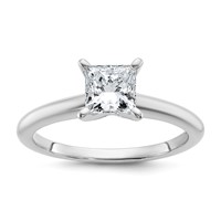 14K White Gold 1 Carat Certified Lab Grown Diamond VS+ F+ Princess 8X Complete Solitaire Ring view 1