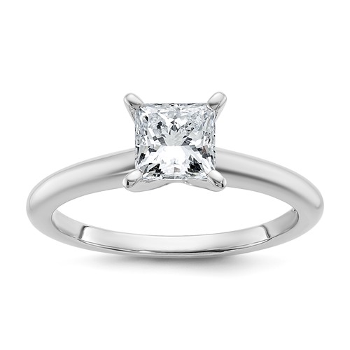 14K White Gold 1 Carat Certified Lab Grown Diamond VS+ F+ Princess 8X Complete Solitaire Ring