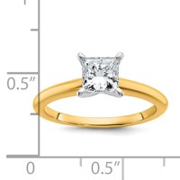14K Two-tone 1 Carat Certified Lab Grown Diamond VS+ F+ Princess 8X Complete Solitaire Ring view 2