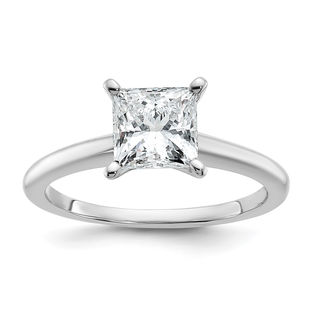 14K White Gold 1.50 Carat Certified Lab Grown Diamond VS+ F+ Princess 8X Complete Solitaire Ring