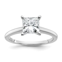 14K White Gold 1.50 Carat Certified Lab Grown Diamond VS+ F+ Princess 8X Complete Solitaire Ring view 1