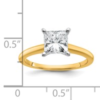 14K Two-tone 1.50 Carat Certified Lab Grown Diamond VS+ F+ Princess 8X Complete Solitaire Ring view 2