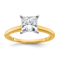 14K Two-tone 1.50 Carat Certified Lab Grown Diamond VS+ F+ Princess 8X Complete Solitaire Ring view 1