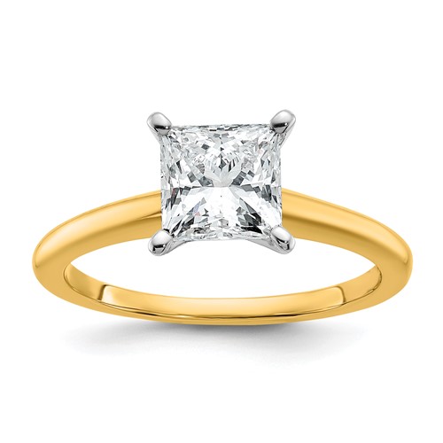 14K Two-tone 1.50 Carat Certified Lab Grown Diamond VS+ F+ Princess 8X Complete Solitaire Ring