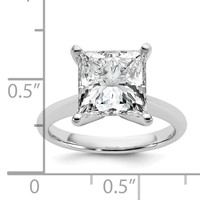 14K White Gold 5 Carat Certified Lab Grown Diamond VS+ F+ Princess 8X Complete Solitaire Ring view 3