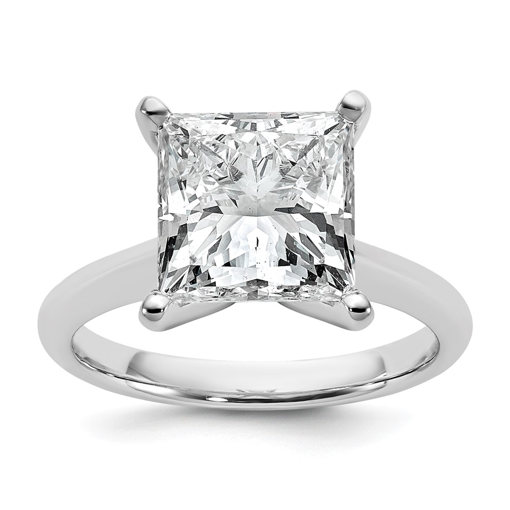 14K White Gold 5 Carat Certified Lab Grown Diamond VS+ F+ Princess 8X Complete Solitaire Ring