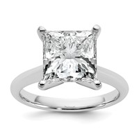 14K White Gold 5 Carat Certified Lab Grown Diamond VS+ F+ Princess 8X Complete Solitaire Ring view 1
